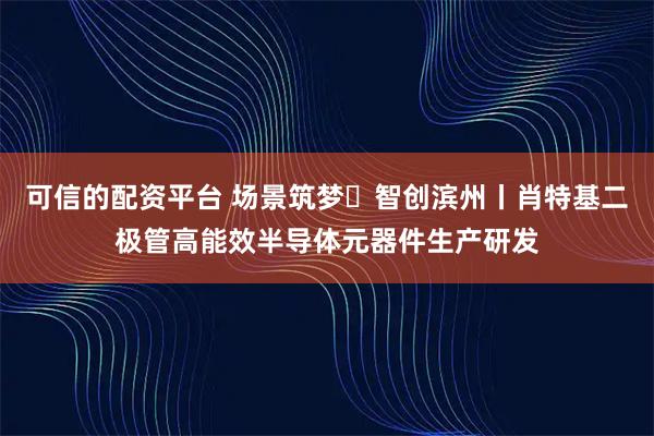 可信的配资平台 场景筑梦・智创滨州丨肖特基二极管高能效半导体元器件生产研发